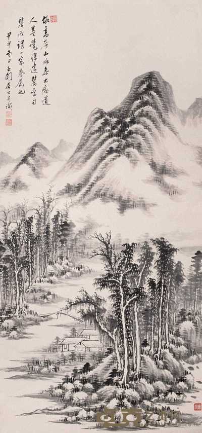 张石园 山水 立轴 110×52cm